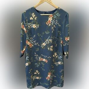 Floral Print Dress in Blue and Green